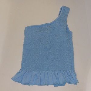 Light blue one shoulder tank top